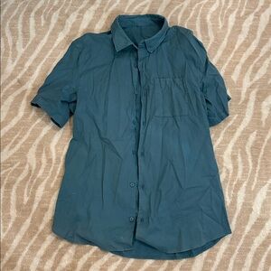 Lululemon Teal Button-Up Short Sleeve Shirt